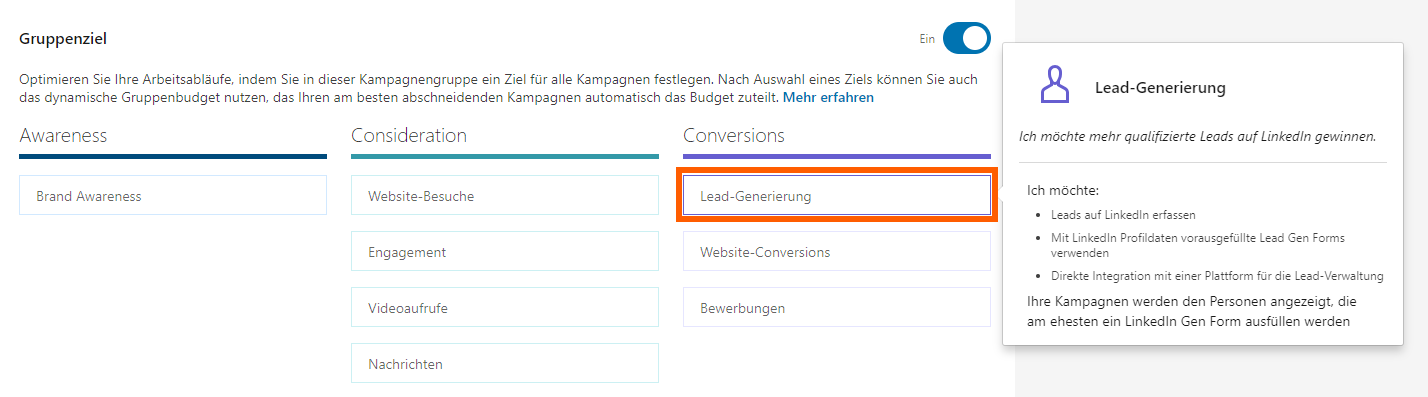 LinkedIn Kampagnen-Manager Lead-Generierung