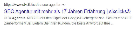 Das klassische Google-Snippet in den SERPs