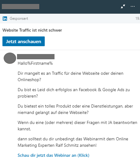 LinkedIn ads Format sponsored inmail