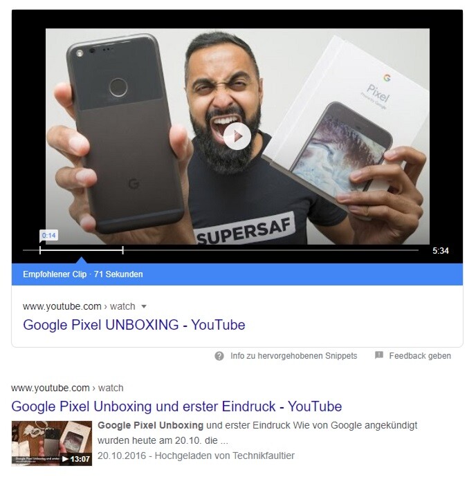 featured snippet video