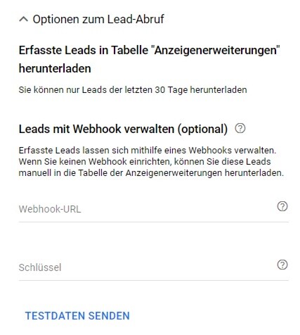 leads mit webhook verwalten