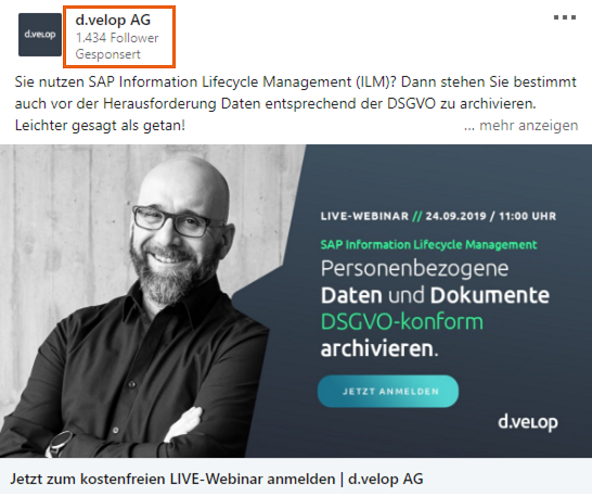 sponsored content format auf linkedin