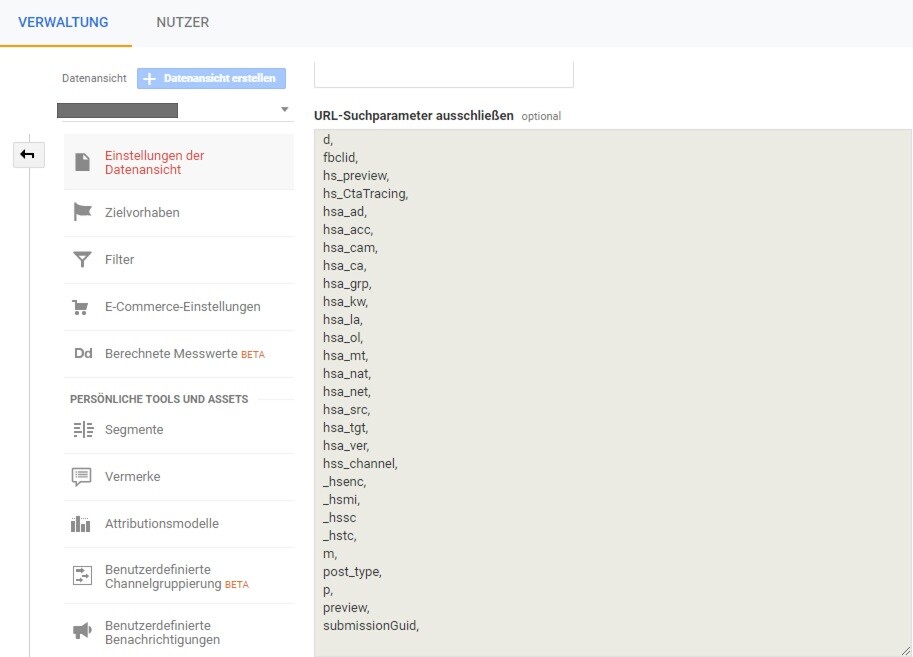 url suchparameter in Google Analytics